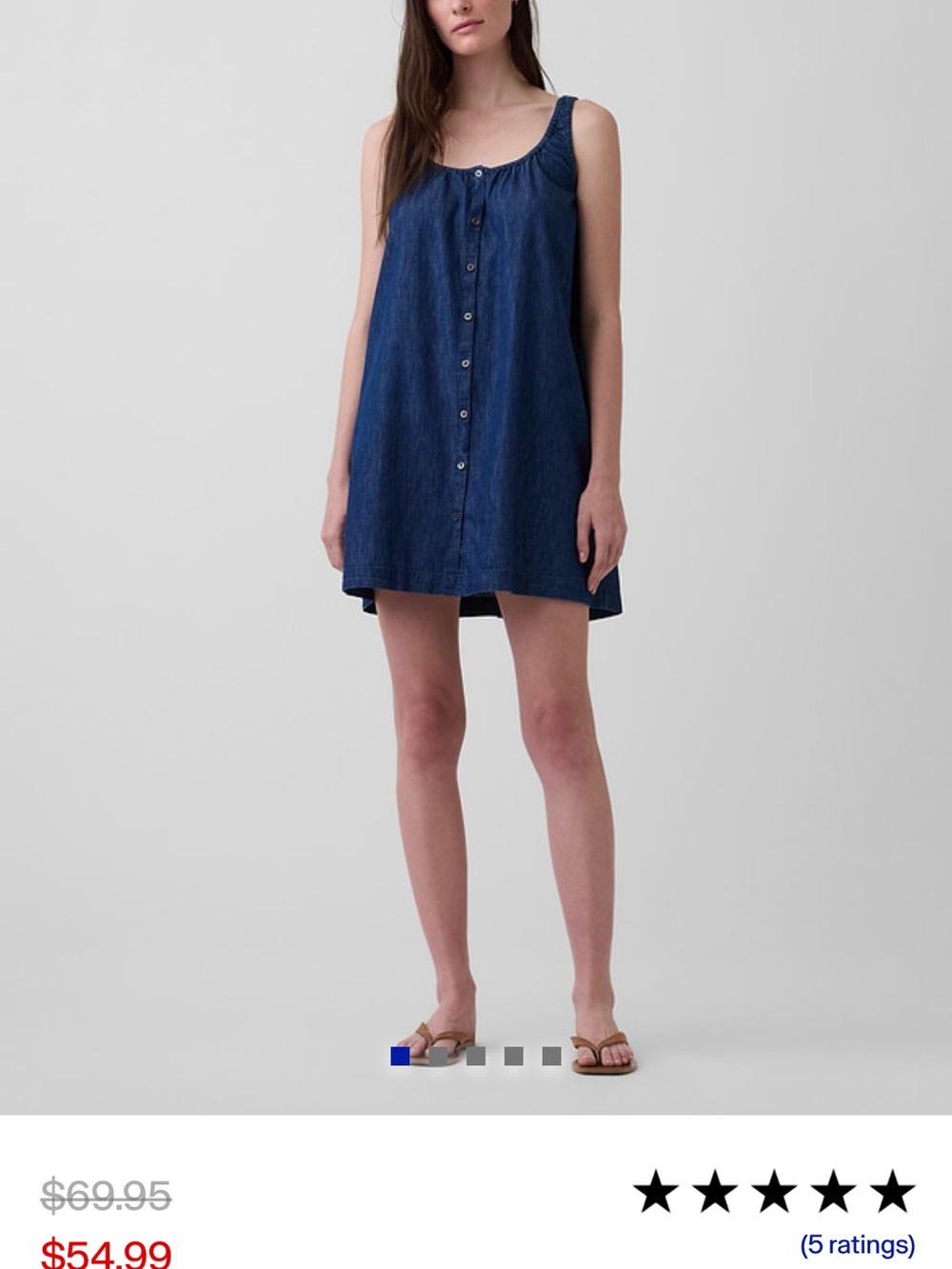 GAP Denim Button-Front Sleeveless Mini Dress - Blue